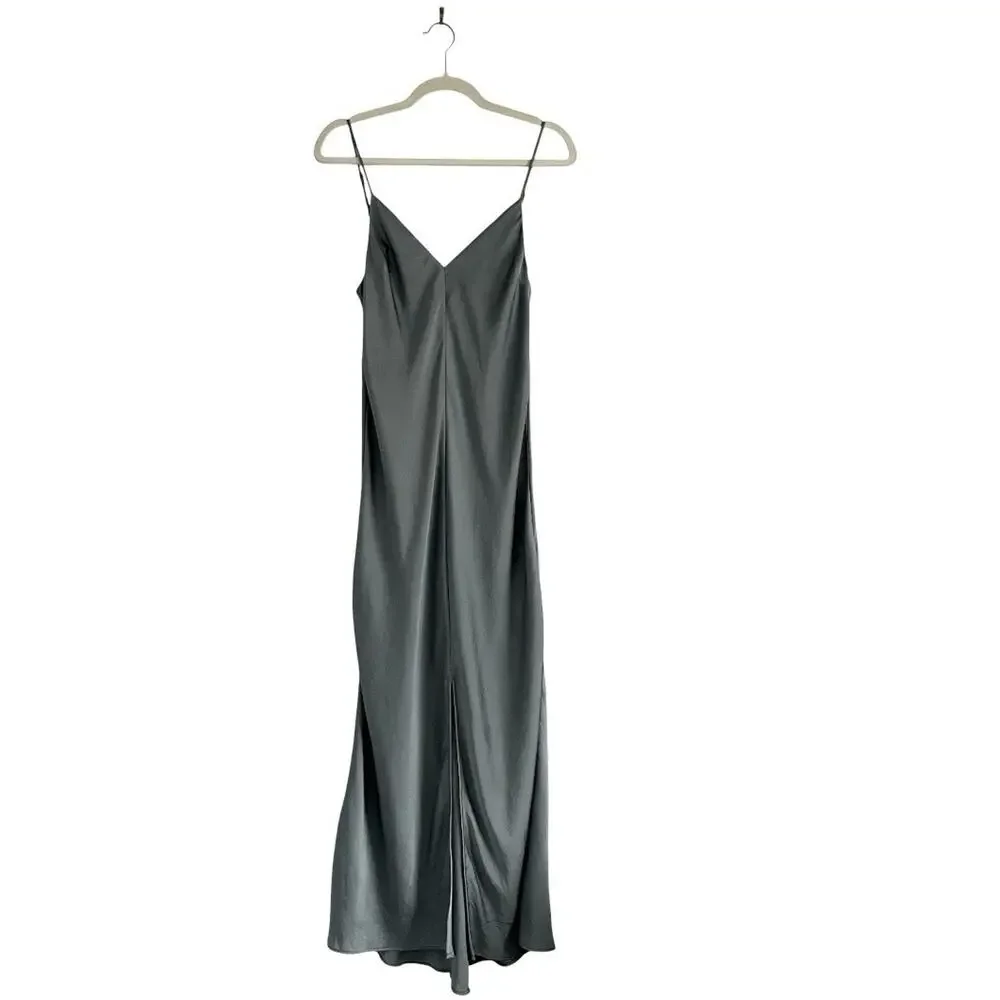 Free people Smoke & Mirrors Midi Slip Dress Slate Sz Medium Festival Boho Chic